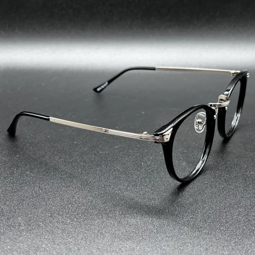 Zenni 785321 Round Eyeglasses Frame Black Gold 49-23-143 EUC 4