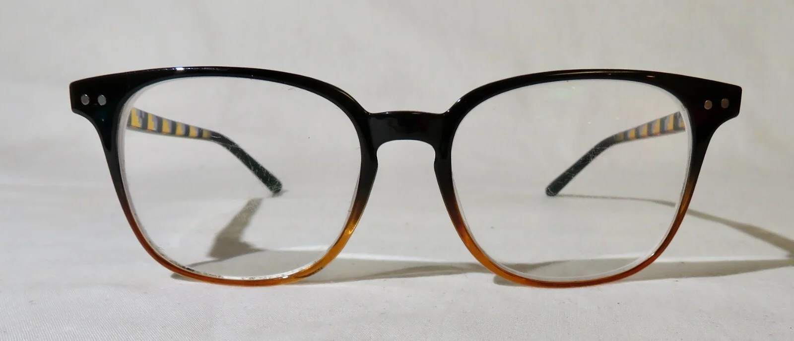 Zenni Optical Eyeglass frame Black/Brown plastic Fade front & striped eyewear 2