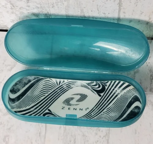 Zenni Plastic Hard Case Shell Snap Shut Eye Glass Case Turquoise Teal 3
