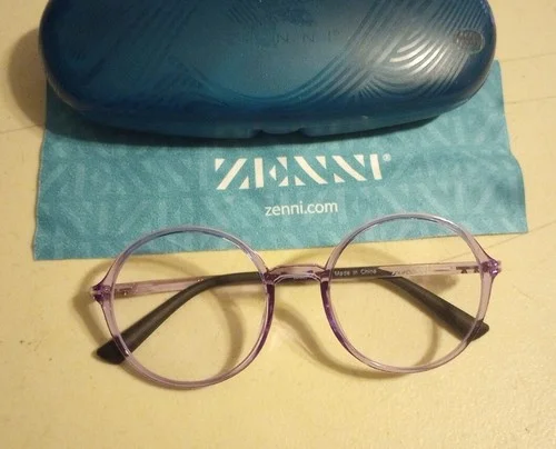 ZENNI Purple ROUND EYEGLASSES FRAMES 126917 with Case/Cloth 3