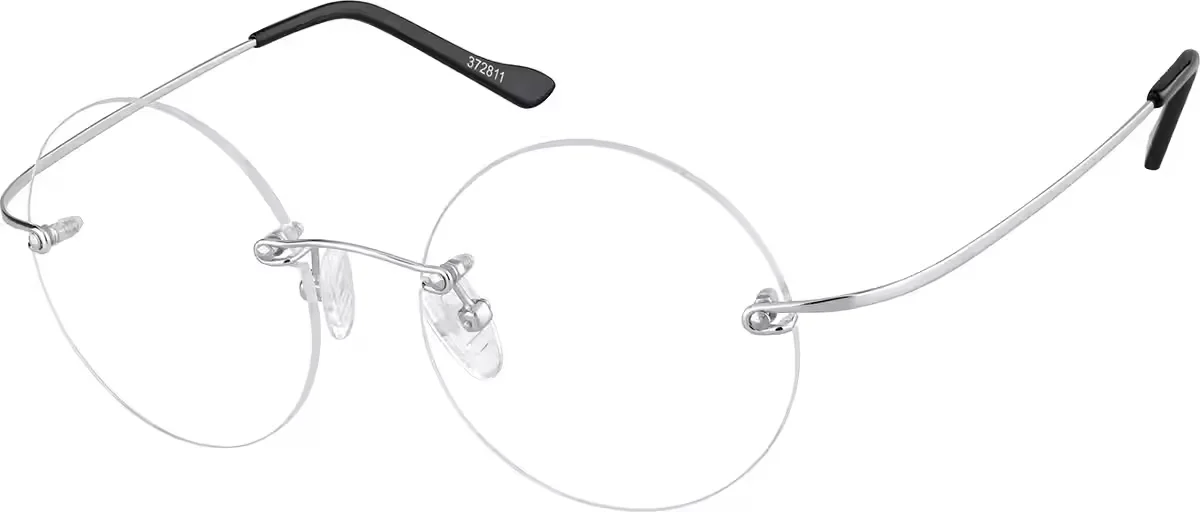 Zenni Silver Round Circle Clear Rimless Glasses Steve Jobs 372811 Non Prescripti