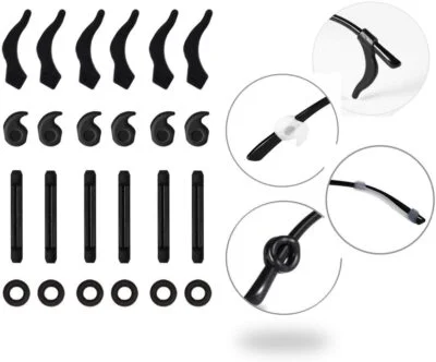 Zotech 12 Pairs Silicone Anti-Slip Eyeglasses Retainers (Black)